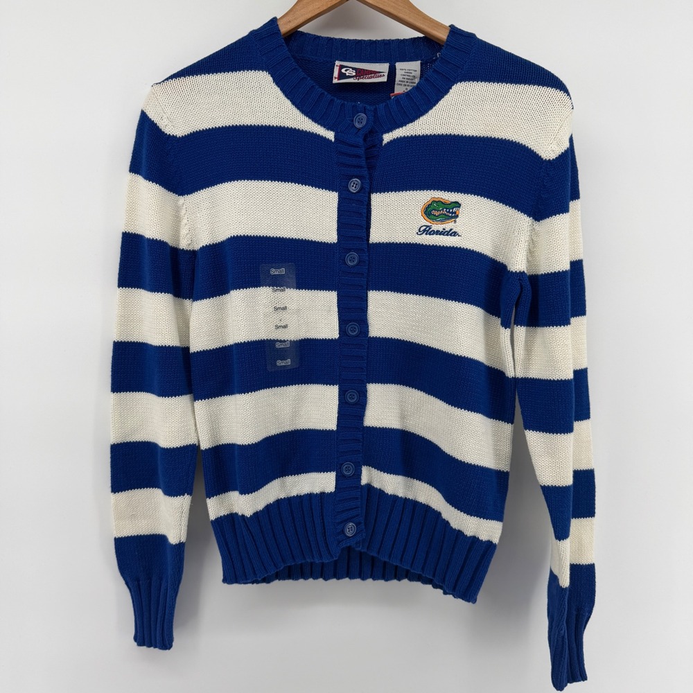 Campus Specialties Florida Gators Striped Cardigan Sweater Blue White Women S UF